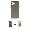 MARSİLYAN™- iPhone 12 Pro Max Kılıf Yadigar Yansıma Serisi - Siyah 6D Mat Seramik Hayalet Nano Ekran Koruyucu + Neon Fosforlu Kamera Lens - BZ