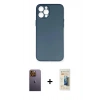 MARSİLYAN™- iPhone 12 Pro Max Kılıf Yadigar Yansıma Serisi - Siyah 6D Mat Seramik Hayalet Nano Ekran Koruyucu + Neon Fosforlu Kamera Lens - SI