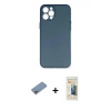 MARSİLYAN™- iPhone 12 Pro Max Kılıf Yadigar Yansıma Serisi - Siyah 6D Mat Seramik Hayalet Nano Ekran Koruyucu + Pembe Shine Kamera Lens Koruma Cam