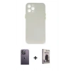 MARSİLYAN™- iPhone 12 Pro Max Kılıf Yadigar Yansıma Serisi - Siyah Bilvis Hayalet Cam Ekran Koruyucu + Neon Fosforlu Kamera Lens - BZ
