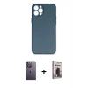 MARSİLYAN™- iPhone 12 Pro Max Kılıf Yadigar Yansıma Serisi - Siyah Bilvis Hayalet Cam Ekran Koruyucu + Neon Fosforlu Kamera Lens - BZ