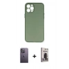 MARSİLYAN™- iPhone 12 Pro Max Kılıf Yadigar Yansıma Serisi - Siyah Bilvis Hayalet Cam Ekran Koruyucu + Neon Fosforlu Kamera Lens - BZ