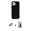 MARSİLYAN™- iPhone 12 Pro Max Kılıf Yadigar Yansıma Serisi - Siyah Bilvis Hayalet Cam Ekran Koruyucu + Shine Kamera Lens Koruma Cam - GI