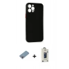 MARSİLYAN™- iPhone 12 Pro Max Kılıf Yadigar Yansıma Serisi - Siyah Bilvis Hayalet Cam Ekran Koruyucu + Shine Kamera Lens Koruma Cam - GI