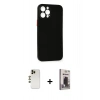 MARSİLYAN™- iPhone 12 Pro Max Kılıf Yadigar Yansıma Serisi - Siyah Bilvis Hayalet Cam Ekran Koruyucu + Shine Kamera Lens - GD