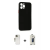 MARSİLYAN™- iPhone 12 Pro Max Kılıf Yadigar Yansıma Serisi - Siyah Bilvis Hayalet Cam Ekran Koruyucu + Shine Kamera Lens - GD