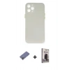 MARSİLYAN™- iPhone 12 Pro Max Kılıf Yadigar Yansıma Serisi - Siyah Bilvis Hayalet Cam Ekran Koruyucu + Gold Metal Kamera Lens Koruma Cam