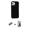 MARSİLYAN™- iPhone 12 Pro Max Kılıf Yadigar Yansıma Serisi - Siyah Bilvis Hayalet Cam Ekran Koruyucu + Shine Kamera Lens Koruma Cam - GD