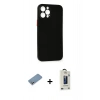MARSİLYAN™- iPhone 12 Pro Max Kılıf Yadigar Yansıma Serisi - Siyah Bilvis Hayalet Cam Ekran Koruyucu + Shine Kamera Lens Koruma Cam - GS