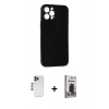 MARSİLYAN™- iPhone 12 Pro Max Kılıf Yadigar Yansıma Serisi - Siyah Bilvis Hayalet Cam Ekran Koruyucu + Shine Kamera Lens - LT