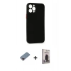 MARSİLYAN™- iPhone 12 Pro Max Kılıf Yadigar Yansıma Serisi - Siyah Bilvis Hayalet Cam Ekran Koruyucu + Metal Kamera Lens Koruma Cam - KI