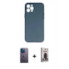 MARSİLYAN™- iPhone 12 Pro Max Kılıf Yadigar Yansıma Serisi - Siyah Bilvis Hayalet Cam Ekran Koruyucu + Neon Fosforlu Kamera Lens - MI