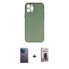 MARSİLYAN™- iPhone 12 Pro Max Kılıf Yadigar Yansıma Serisi - Siyah Bilvis Hayalet Cam Ekran Koruyucu + Neon Fosforlu Kamera Lens - MI