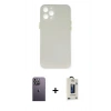 MARSİLYAN™- iPhone 12 Pro Max Kılıf Yadigar Yansıma Serisi - Siyah Bilvis Hayalet Cam Ekran Koruyucu + Neon Fosforlu Kamera Lens - BZ