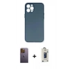 MARSİLYAN™- iPhone 12 Pro Max Kılıf Yadigar Yansıma Serisi - Siyah Bilvis Hayalet Cam Ekran Koruyucu + Neon Fosforlu Kamera Lens - SI
