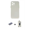 MARSİLYAN™- iPhone 12 Pro Max Kılıf Yadigar Yansıma Serisi - Siyah Bilvis Hayalet Cam Ekran Koruyucu + Pembe Renkli Kamera Lens Koruma Cam