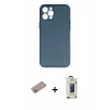 MARSİLYAN™- iPhone 12 Pro Max Kılıf Yadigar Yansıma Serisi - Siyah Bilvis Hayalet Cam Ekran Koruyucu + Shine Kamera Lens Koruma Cam - SABE