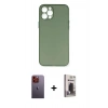 MARSİLYAN™- iPhone 12 Pro Max Kılıf Yadigar Yansıma Serisi - Siyah Bilvis Hayalet Cam Ekran Koruyucu + Neon Fosforlu Kamera Lens - TU
