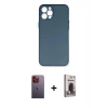 MARSİLYAN™- iPhone 12 Pro Max Kılıf Yadigar Yansıma Serisi - Siyah Bilvis Hayalet Cam Ekran Koruyucu + Neon Fosforlu Kamera Lens - TU