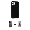 MARSİLYAN™- iPhone 12 Pro Max Kılıf Yadigar Yansıma Serisi - Siyah Bilvis Hayalet Cam Ekran Koruyucu + Neon Fosforlu Kamera Lens - TU