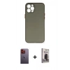 MARSİLYAN™- iPhone 12 Pro Max Kılıf Yadigar Yansıma Serisi - Siyah Bilvis Hayalet Cam Ekran Koruyucu + Neon Fosforlu Kamera Lens - TU