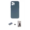 MARSİLYAN™- iPhone 12 Pro Max Kılıf Yadigar Yansıma Serisi - Siyah Bilvis Hayalet Cam Ekran Koruyucu + Renkli Kamera Lens Koruma Cam - YL