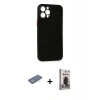 MARSİLYAN™- iPhone 12 Pro Max Kılıf Yadigar Yansıma Serisi - Siyah Bilvis Hayalet Cam Ekran Koruyucu + Renkli Kamera Lens Koruma Cam - YL