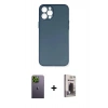 MARSİLYAN™- iPhone 12 Pro Max Kılıf Yadigar Yansıma Serisi - Siyah Bilvis Hayalet Cam Ekran Koruyucu + Yeşil Neon Fosforlu Kamera Lens