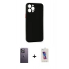 MARSİLYAN™- iPhone 12 Pro Max Kılıf Yadigar Yansıma Serisi - Siyah Joko 5D Cam + Neon Fosforlu Kamera Lens - BZ
