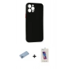 MARSİLYAN™- iPhone 12 Pro Max Kılıf Yadigar Yansıma Serisi - Siyah Joko 5D Cam + Shine Kamera Lens Koruma Cam - MI