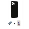 MARSİLYAN™- iPhone 12 Pro Max Kılıf Yadigar Yansıma Serisi - Siyah Joko 5D Cam + Shine Kamera Lens Koruma Cam - SH