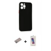 MARSİLYAN™- iPhone 12 Pro Max Kılıf Yadigar Yansıma Serisi - Siyah Joko 5D Cam + Shine Kamera Lens Koruma Cam - SABE