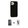 MARSİLYAN™- iPhone 12 Pro Max Kılıf Yadigar Yansıma Serisi - Siyah Joko 5D Cam + Neon Fosforlu Kamera Lens - YL