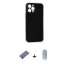 MARSİLYAN™- iPhone 12 Pro Max Kılıf Yadigar Yansıma Serisi - Siyah Joko Magic 5D Cam + Gold Metal Kamera Lens Koruma Cam