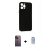 MARSİLYAN™- iPhone 12 Pro Max Kılıf Yadigar Yansıma Serisi - Siyah Joko Magic 5D Cam + Neon Fosforlu Kamera Lens - SI