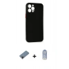 MARSİLYAN™- iPhone 12 Pro Max Kılıf Yadigar Yansıma Serisi - Siyah Joko Magic 5D Cam + Shine Kamera Lens Koruma Cam - SH