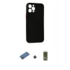 MARSİLYAN™- iPhone 12 Pro Max Kılıf Yadigar Yansıma Serisi - Siyah Joko Magic 5D Hayalet Cam + Gold Shine Kamera Lens Koruma Cam