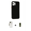 MARSİLYAN™- iPhone 12 Pro Max Kılıf Yadigar Yansıma Serisi - Siyah Joko Magic 5D Hayalet Cam + Gold Shine Kamera Lens