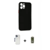 MARSİLYAN™- iPhone 12 Pro Max Kılıf Yadigar Yansıma Serisi - Siyah Joko Magic 5D Hayalet Cam + Shine Kamera Lens - LT