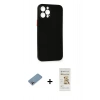 MARSİLYAN™- iPhone 12 Pro Max Kılıf Yadigar Yansıma Serisi - Siyah Mat Seramik Nano Ekran Koruyucu + Gökkuşağı Shine Kamera Lens Koruma Cam