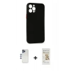 MARSİLYAN™- iPhone 12 Pro Max Kılıf Yadigar Yansıma Serisi - Siyah Mat Seramik Nano Ekran Koruyucu + Shine Kamera Lens - LT