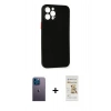 MARSİLYAN™- iPhone 12 Pro Max Kılıf Yadigar Yansıma Serisi - Siyah Mat Seramik Nano Ekran Koruyucu + Neon Fosforlu Kamera Lens - MI