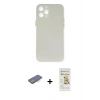 MARSİLYAN™- iPhone 12 Pro Max Kılıf Yadigar Yansıma Serisi - Siyah Mat Seramik Nano Ekran Koruyucu + Mavi Renkli Kamera Lens Koruma Cam