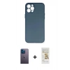 MARSİLYAN™- iPhone 12 Pro Max Kılıf Yadigar Yansıma Serisi - Siyah Mat Seramik Nano Ekran Koruyucu + Neon Fosforlu Kamera Lens - MI