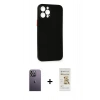 MARSİLYAN™- iPhone 12 Pro Max Kılıf Yadigar Yansıma Serisi - Siyah Mat Seramik Nano Ekran Koruyucu + Neon Fosforlu Kamera Lens - BZ