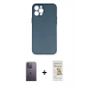 MARSİLYAN™- iPhone 12 Pro Max Kılıf Yadigar Yansıma Serisi - Siyah Mat Seramik Nano Ekran Koruyucu + Neon Fosforlu Kamera Lens - BZ