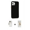 MARSİLYAN™- iPhone 12 Pro Max Kılıf Yadigar Yansıma Serisi - Siyah Mat Seramik Nano Ekran Koruyucu + Shine Kamera Lens - GD