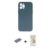 MARSİLYAN™- iPhone 12 Pro Max Kılıf Yadigar Yansıma Serisi - Siyah Mat Seramik Nano Ekran Koruyucu + Turuncu Renkli Kamera Lens Koruma Cam