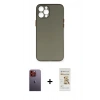 MARSİLYAN™- iPhone 12 Pro Max Kılıf Yadigar Yansıma Serisi - Siyah Mat Seramik Nano Ekran Koruyucu + Neon Fosforlu Kamera Lens - TU