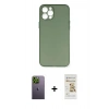 MARSİLYAN™- iPhone 12 Pro Max Kılıf Yadigar Yansıma Serisi - Siyah Mat Seramik Nano Ekran Koruyucu + Neon Fosforlu Kamera Lens - YL